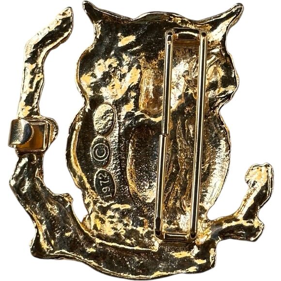 2 Mimi di N Designer Signed 1972 Interlocking Belt Buckle Owls Gold-Tone main image 5